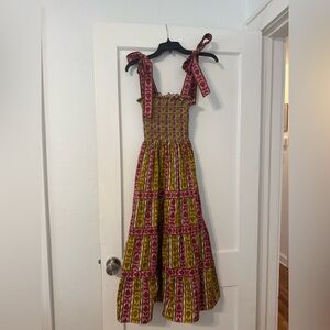 Hill House The Nap Dress in Pink, Olive & Cream Stripes